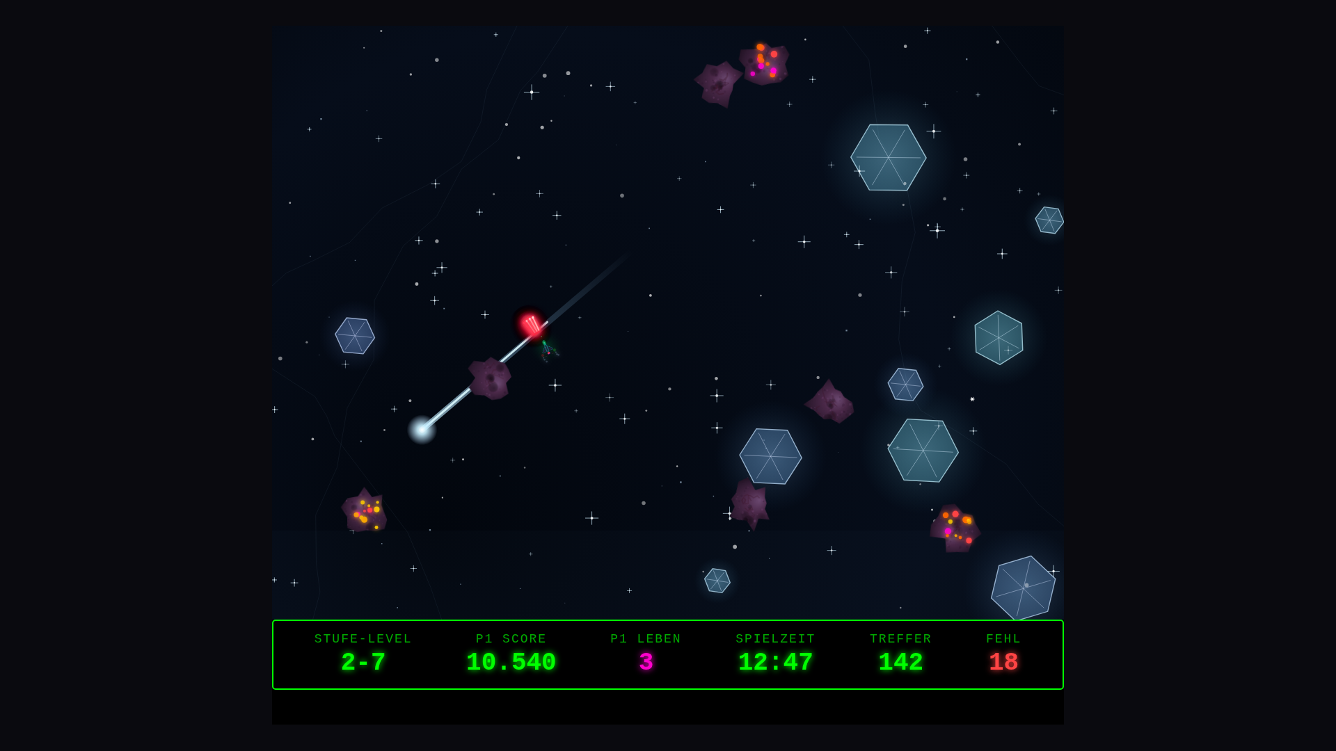 ROIDSTRIKE gameplay — arena combat with neon bullet patterns