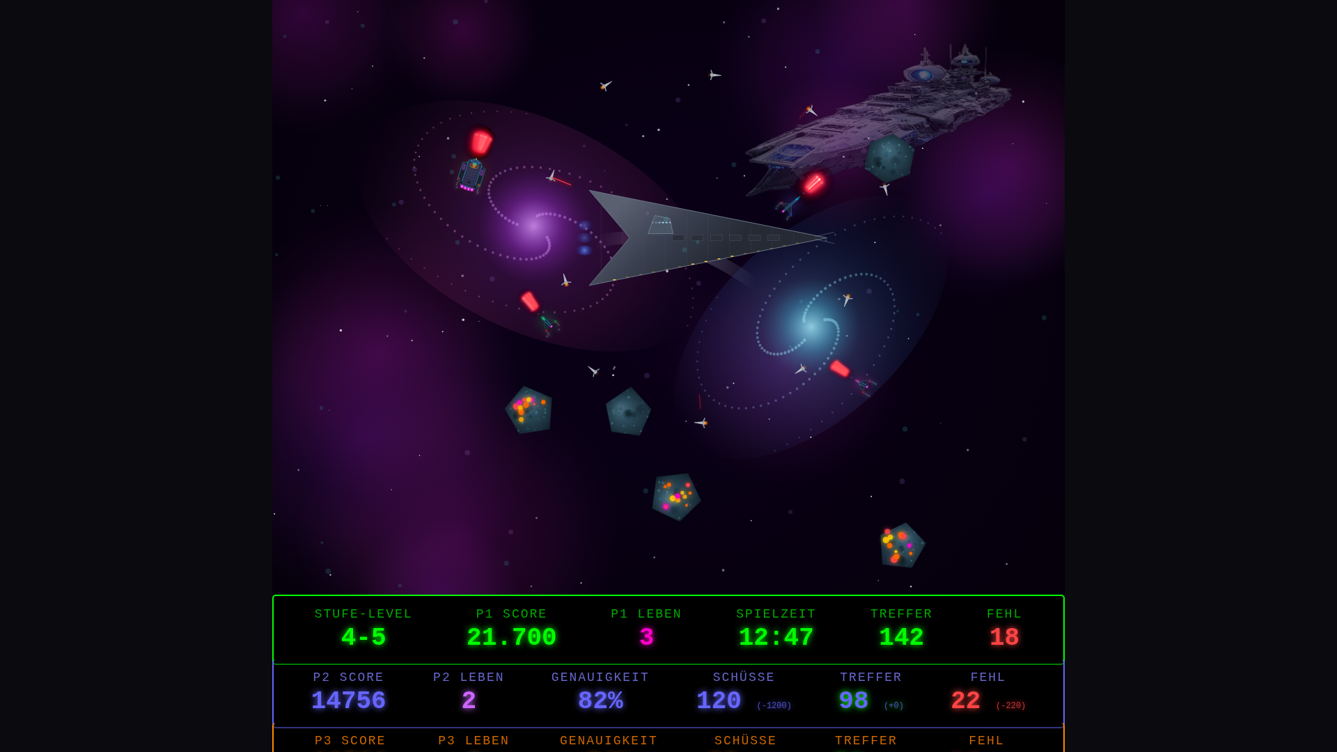 ROIDSTRIKE gameplay — boss fight with layered projectile waves